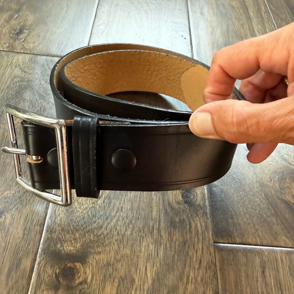 Dutyman Duty Belt Mens Size 38 Black Good Genuine Leather Government Spec Buckle